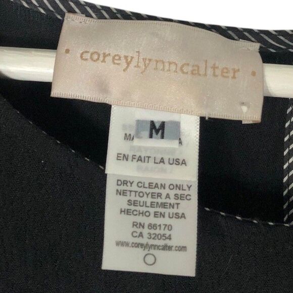 Anthro Corey Lynn Calter Jolene Embroidered Dress Medium  Black Crinkle Gauze - Picture 5 of 12